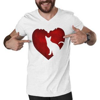 Cat Heart Shirt Cat Lovers Valentine Day Gifts For Couple Men V-Neck Tshirt | Favorety DE