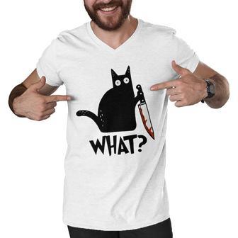 Cat What Murderous Black Cat With Knife Men V-Neck Tshirt | Favorety CA