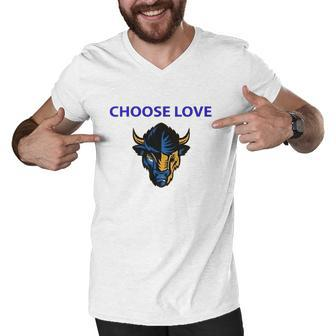 Choose Love Buffalo 2022 American Bison Head Retro Men V-Neck Tshirt | Mazezy