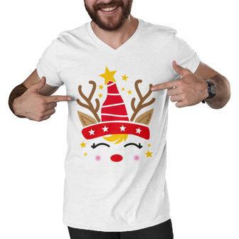 Christmas Unicorn Face Santicorn Cute V2 Men V-Neck Tshirt | Favorety UK