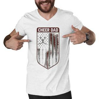Cool Fathers Day 4Th Of July Us Flag Cheer Dad Design Men V-Neck Tshirt - Seseable