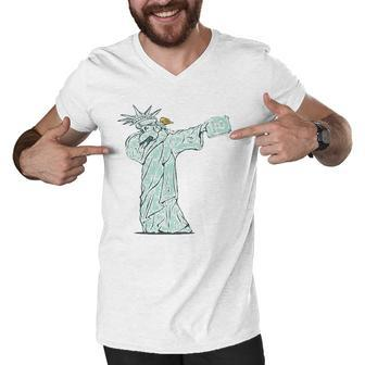 Dabbing Statue Of Liberty 4Th Of July Men V-Neck Tshirt | Mazezy