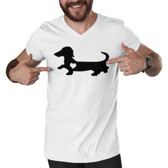 Dachshund Heart Dog Lover Men V-Neck Tshirt | Favorety CA