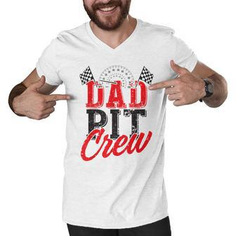 Dad Pit Crew Birthday Party Car Men V-Neck Tshirt - Seseable
