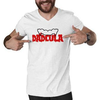 Dadcula Dracula Vampire Vampire Costume Fathers Men V-Neck Tshirt | Mazezy
