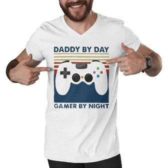 Daddy By Day Gamer By Night 250 Shirt Men V-Neck Tshirt | Favorety UK