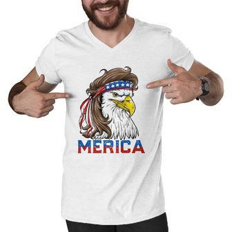 Eagle Mullet 4Th Of July American Flag Merica Usa Essential Men V-Neck Tshirt
