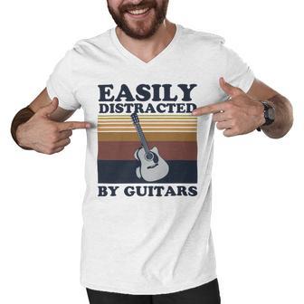 Easily Distracted By Guitars Quote For A Guitar Player Racerback Men V-Neck Tshirt | Favorety