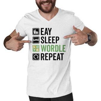 Eat Eat Sleep Wordle Repeat Wordle Lover Wordle Addict Men V-Neck Tshirt | Favorety UK