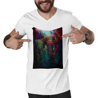 Elephant - Digital Painting Men V-Neck Tshirt - Monsterry CA
