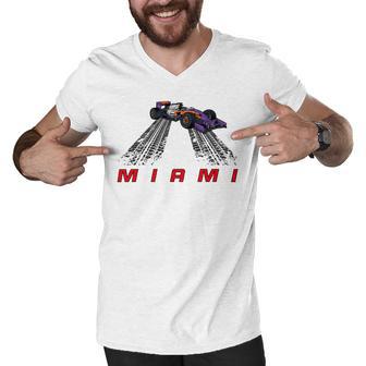 F 1 Miami Gp Aqua Men V-Neck Tshirt | Favorety UK