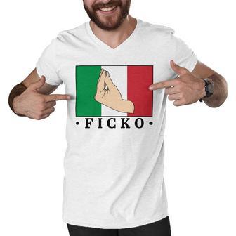 Ficko Italian Hand Sign Men V-Neck Tshirt | Favorety