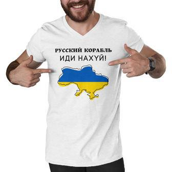Flag Map Russian Warship Go F Men V-Neck Tshirt - Monsterry UK
