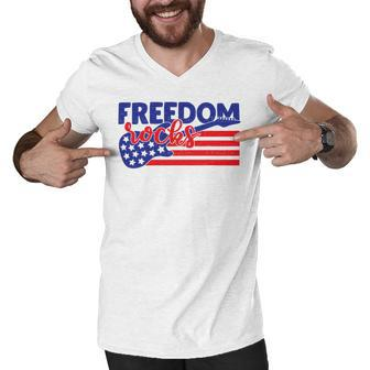 Freedom Rocks Musician Guitarist 721 Shirt Men V-Neck Tshirt | Favorety UK