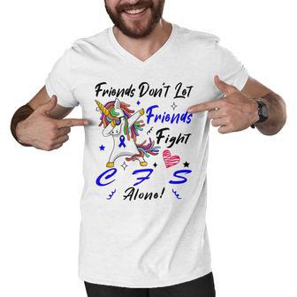 Friends Dont Let Friends Fight Chronic Fatigue Syndrome Cfs Alone Unicorn Blue Ribbon Chronic Fatigue Syndrome Support Cfs Awareness Men V-Neck Tshirt | Favorety DE