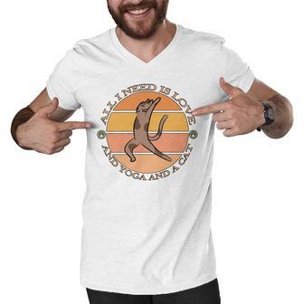 Funny All I Need Is Love And Yoga And A Cat Lovers Gift For Yoga Lovers V2 Men V-Neck Tshirt | Favorety UK