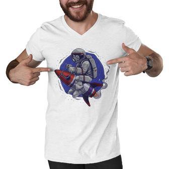 Funny Astronaut Monkey V4 Men V-Neck Tshirt | Favorety