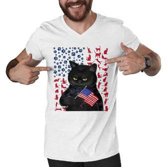 Funny Black Cat Independence Flag 633 Shirt Men V-Neck Tshirt | Favorety UK