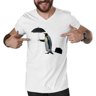 Funny Business Penguin Birds With Human Hands Men V-Neck Tshirt | Favorety