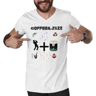 Funny Coolgiftcute Coffee Jazz Jazzmusiccoffeejazz Loverjazz Musicnashvillevintageguitar Men V-Neck Tshirt | Favorety DE