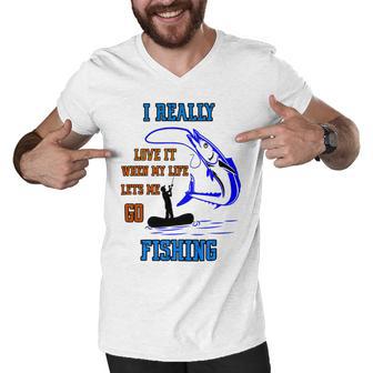 Funny I Really Love It When My Wife Lets Me Go Fishing Men V-Neck Tshirt | Favorety