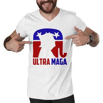 Funny Ultra Maga Gift For Americans Trump Biden Lover Men V-Neck Tshirt | Favorety UK