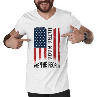 Funny Ultra Maga Vintage American Flag Ultramaga Retro Men V-Neck Tshirt | Favorety UK