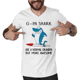 G Pa Grandpa Gift G Pa Shark Like A Normal Grandpa But More Awesome Men V-Neck Tshirt - Seseable