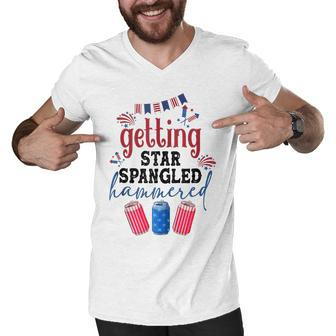 Getting Star Spangle Hammered America Western 4Th Of July Men V-Neck Tshirt - Seseable