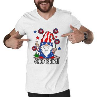 Gnomes 4Th Of July Women Gnomerica Girls American Flag Men V-Neck Tshirt | Mazezy