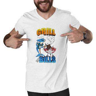 Grill The Bills Dolphin Chef Best Buffalo Burgers And Wings Men V-Neck Tshirt | Mazezy
