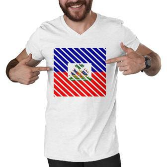 Haitian Flag Pride Haiti Vacation Gift Men V-Neck Tshirt | Mazezy