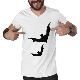 Halloween Two Bats Pattern Men V-Neck Tshirt | Favorety