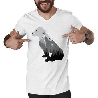 Happiness Is A Day Spent Hiking With My Dog Men V-Neck Tshirt | Favorety DE