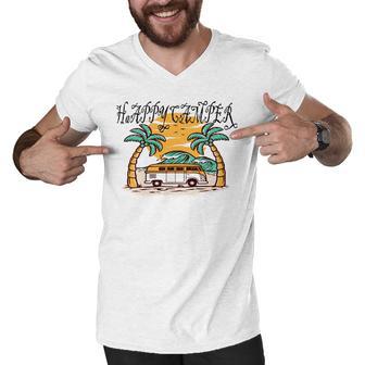 Happy Camper V2 Men V-Neck Tshirt | Favorety AU