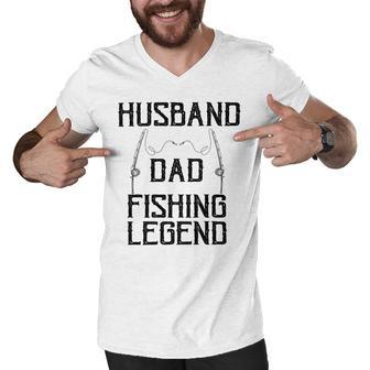 Husband Dad Fishing Legend Funny Fathers Day Father Fishermen Fishing Lovers Fishing V2 Men V-Neck Tshirt | Favorety