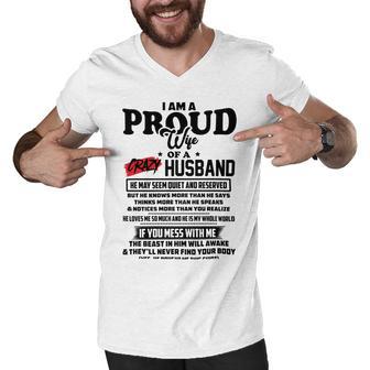 I Am A Proud Wife Of A Crazy Husband V2 Men V-Neck Tshirt | Favorety