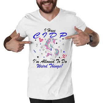 I Have Cidp Im Allowed To Do Weird Things Unicorn Blue Ribbon Cidp Support Cidp Awareness Men V-Neck Tshirt | Favorety CA