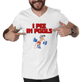 I Pee In Pools Funny Swimming Pool Peeing Prank Men V-Neck Tshirt | Mazezy