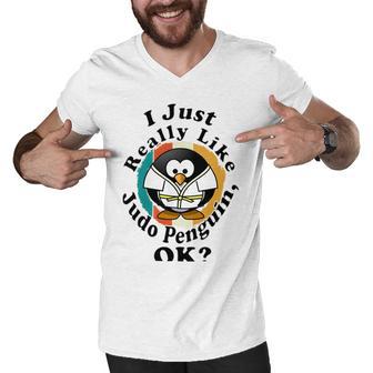 I Really Like Judo Penguin Ok Men V-Neck Tshirt | Favorety UK