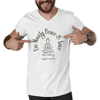 Im Mostly Peace And Love Yoga Men V-Neck Tshirt | Mazezy