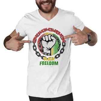 Juneteenth Celebrating Black Freedom Men V-Neck Tshirt - Monsterry AU