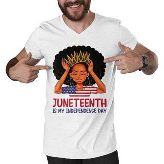 Juneteenth Is My Independence Day 4Th July Black Afro Flag T-Shirt Men V-Neck Tshirt - Seseable