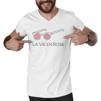 La Vie En Rose Pink Glasses Men V-Neck Tshirt | Mazezy
