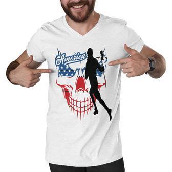 Lacrosse Usa Flag Men V-Neck Tshirt | Favorety UK