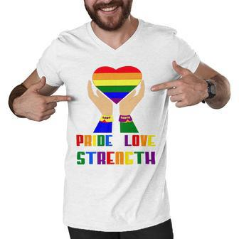 Lgbt Pride Month Lgbt History Month Slogan Shirt Lgbt Love Heart Men V-Neck Tshirt - Monsterry