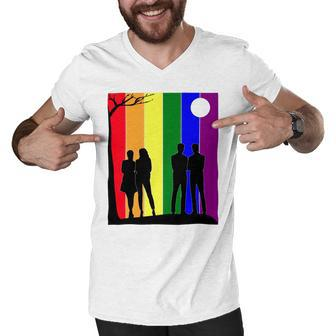 Lgbt Pride Month Lgbt History Month Slogan Shirt Respect Love Men V-Neck Tshirt - Monsterry