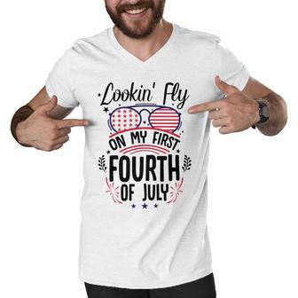 Lookin Fly On My First Fourth Of July Baby 4Th Of July T-Shirt Men V-Neck Tshirt - Seseable