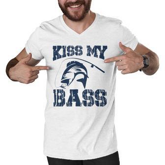 Love Fishing Kiss My Bass Men V-Neck Tshirt | Favorety CA