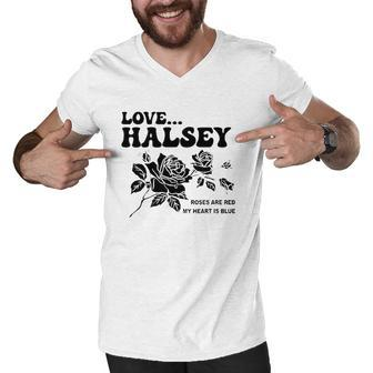 Love Halsey Roses Are Red My Heart Is Blue Men V-Neck Tshirt | Mazezy